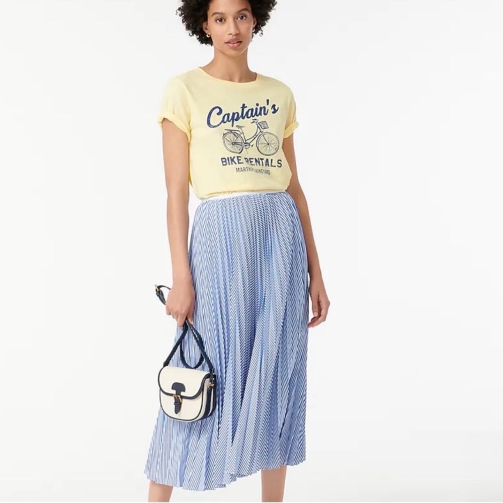 J CREW Pleated Midi Skirt in Stripe - AW499 - Sz 0 - Picture 2 of 14